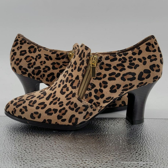 AJ Valenci Leather Leopard Stacked Heel Bootie 7.5 NIB - Picture 12 of 12